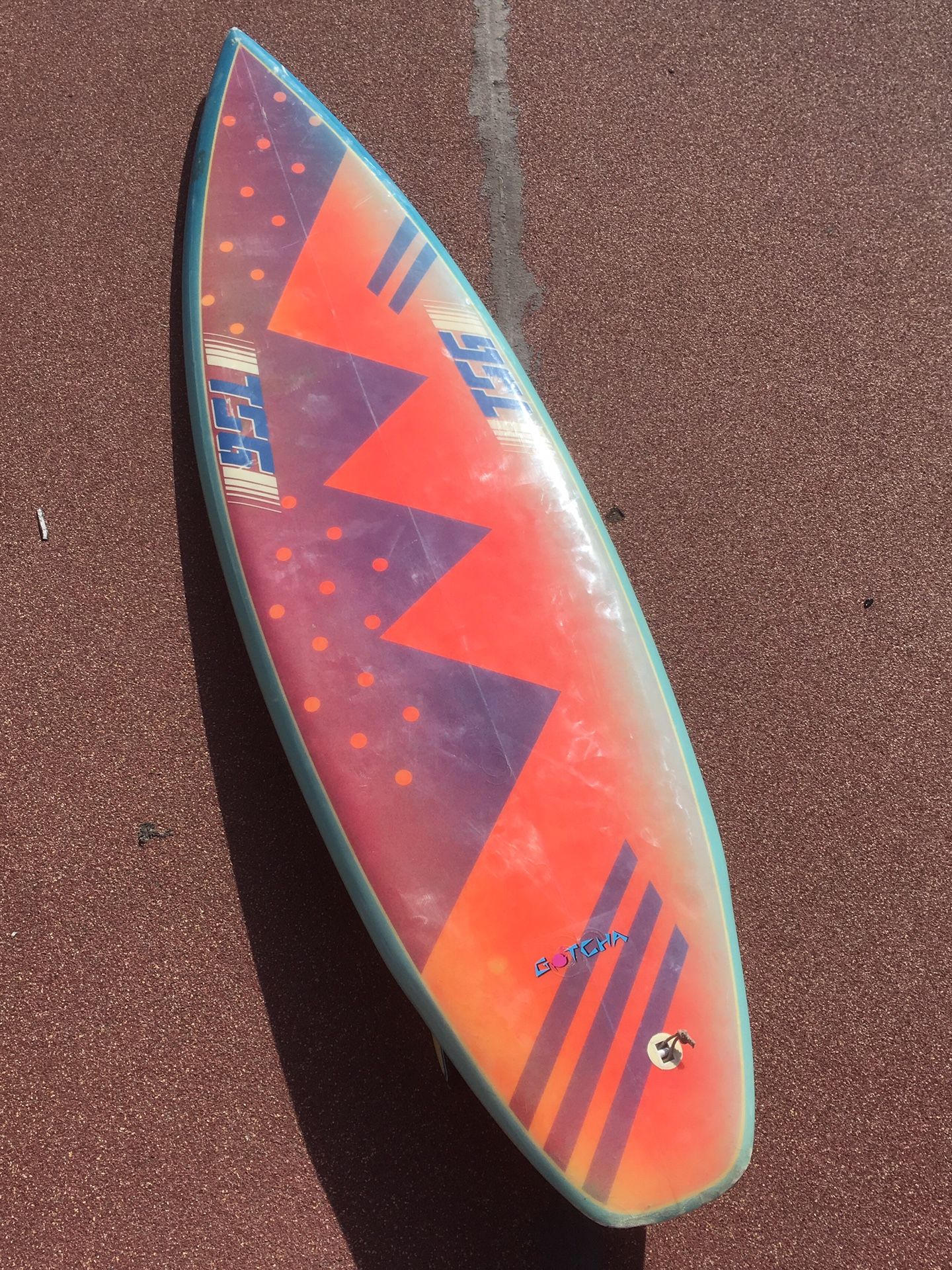 Terry Goldsmith TSG Surfboard 1980s Thruster 5’10” airbrush
