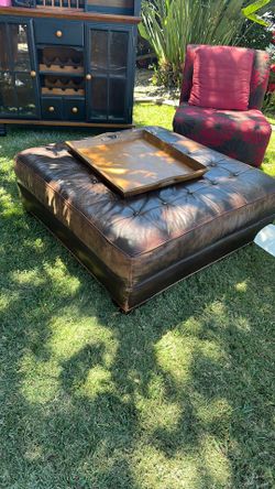 Crate & Barrel leather ottoman