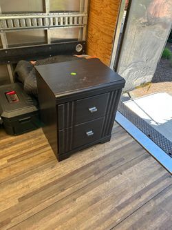 Black Side Table with Silver Pull