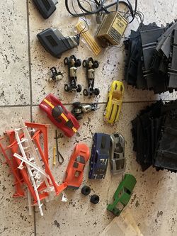 Vintage old slot cars toy cars Eldon parts lot track bodies As Is