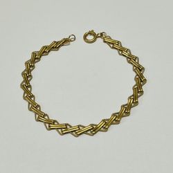 Vintage 19K Portuguese Yellow Gold Unique Link Chain Bracelet Hallmarked