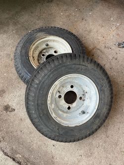 SET OF TRAILER WHEELS TIRES USED