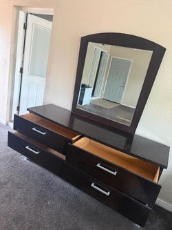 Dark Brown Dresser with Mirror