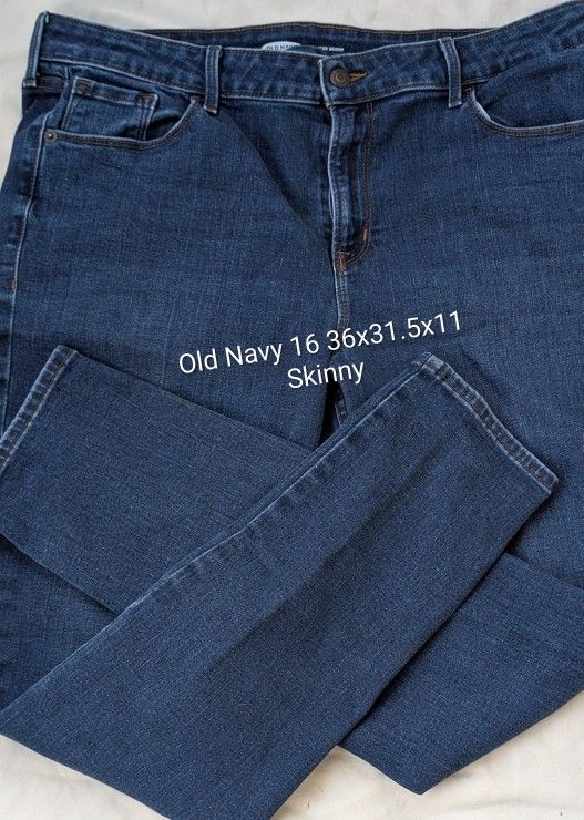 Womens Old Navy Denim Blue Jeans Pants 16L 36x31.5x11 Rise. Pop Icon Skinny. East Or West
