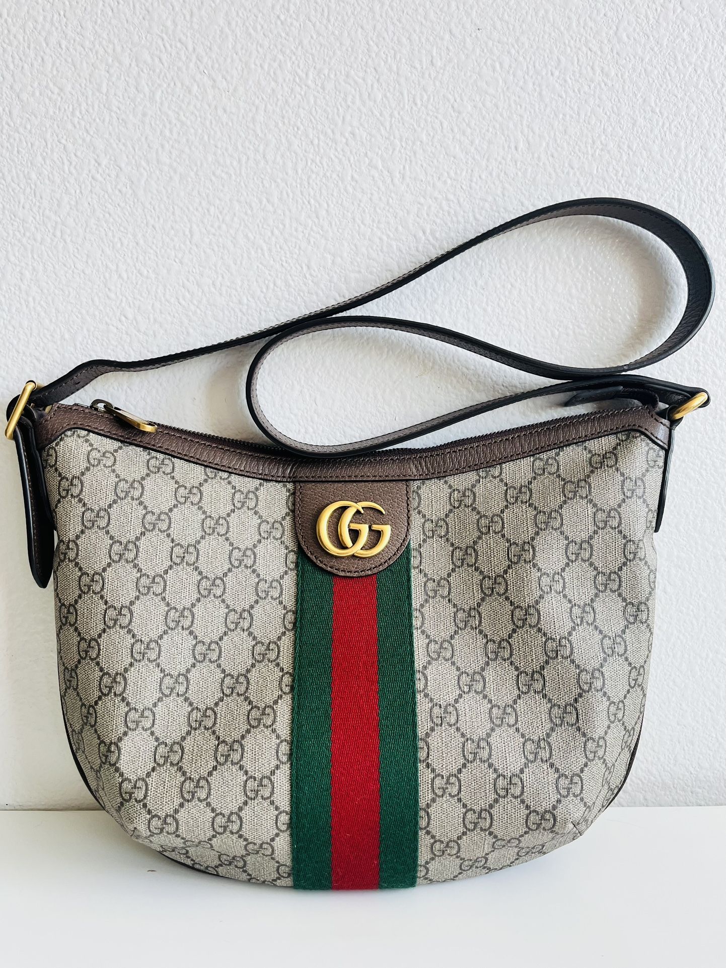 GUCCI Ophidia Half Moon Hobo GG Coated Canva