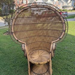 Vintage Rattan Peacock Chair – Large Boho Statement Chair