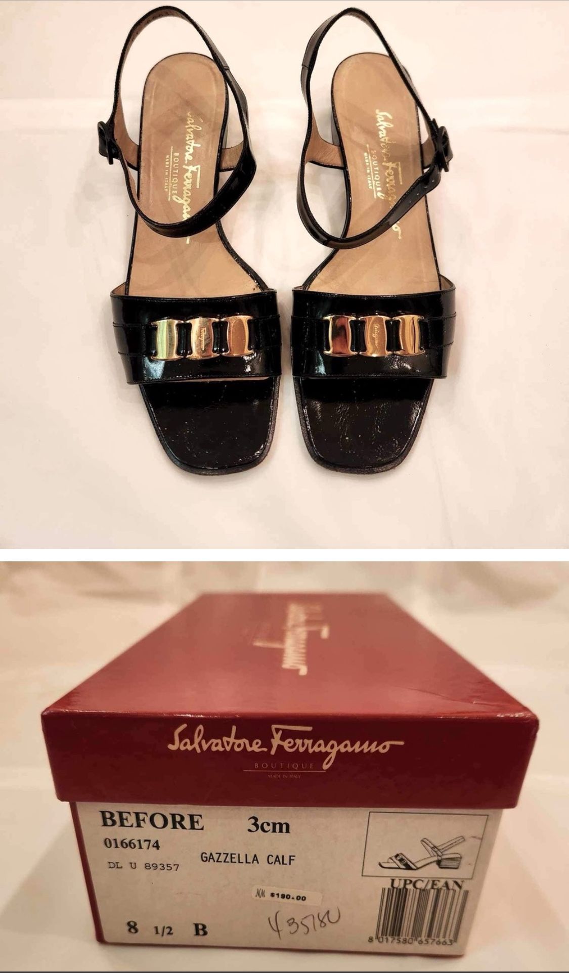 Blk 8.5 Ferragamo sandals
