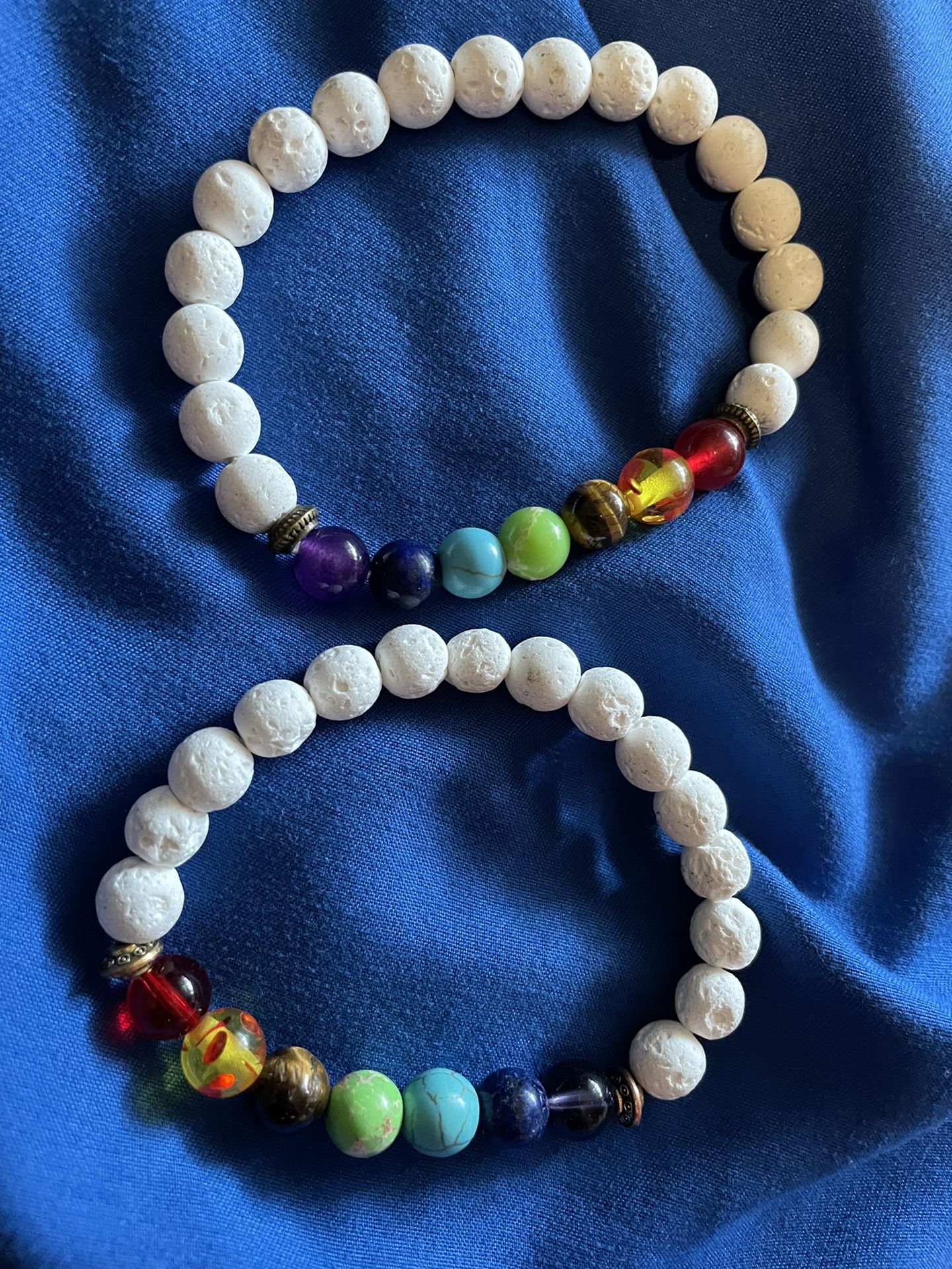 White Lava Stone Chakra Bracelets