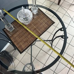 Round Glass Breakfast Table with Black Base + 4 Chairs