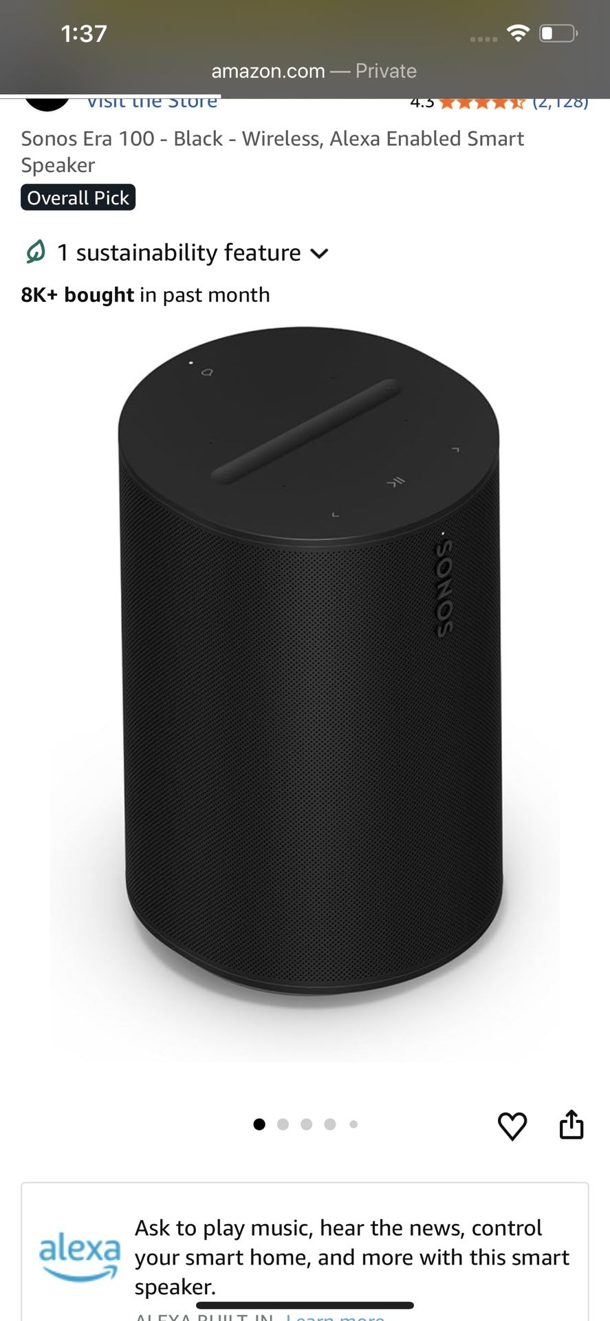 Sonos Era 100 Bluetooth Speaker New