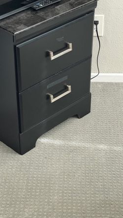 Nightstand 2 drawers black - set