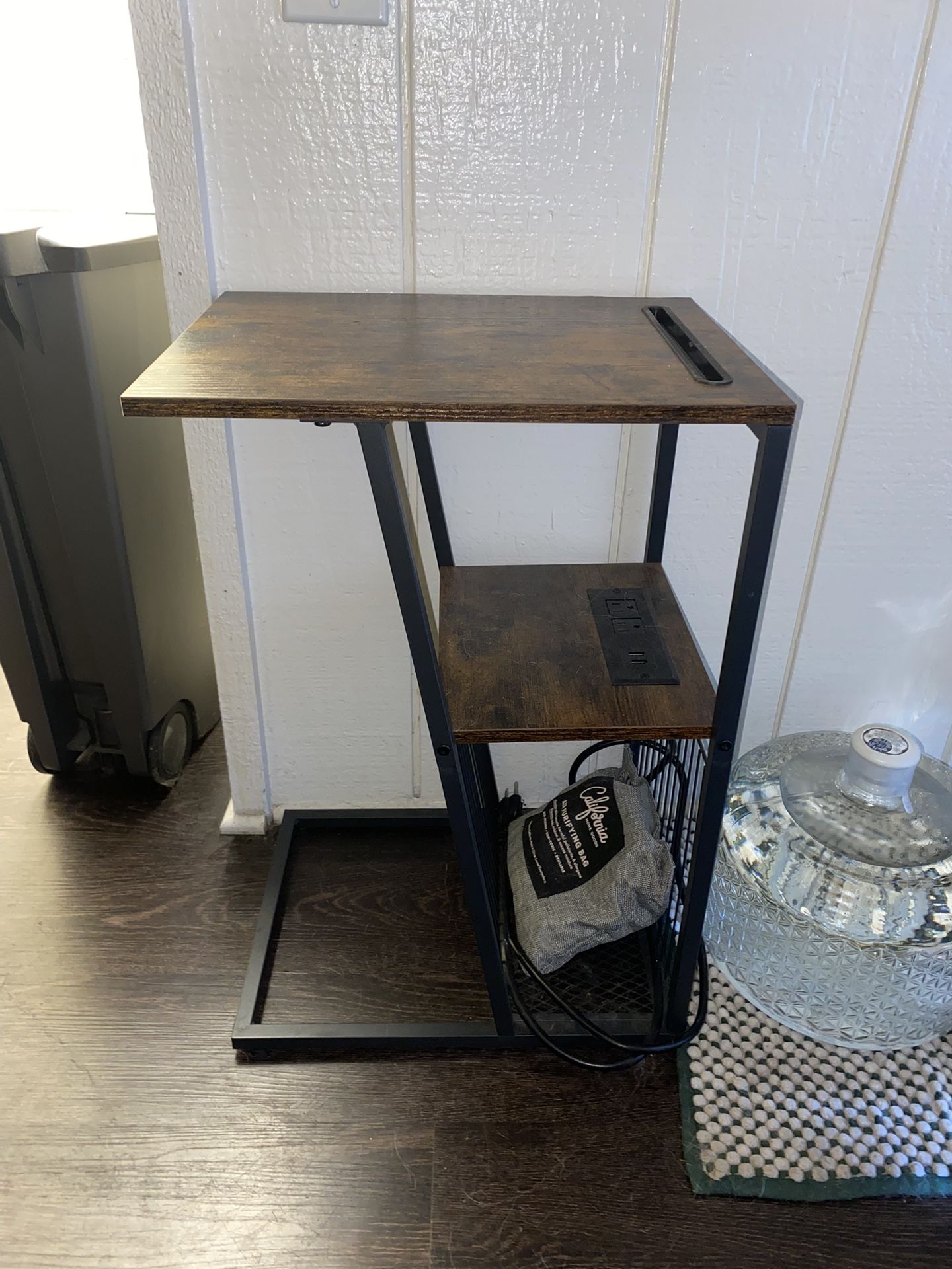End Table with Charging Station, Shelf, & Storage