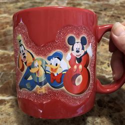 Walt Disney World 2008 Authentic Large Red Ceramic Coffee Mug