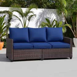 71in Outdoor Patio Wicker Couch Sofa 