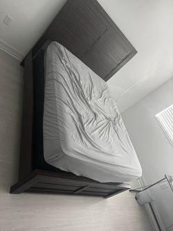 Dark Wood Bed Frame With Headboard twin zize