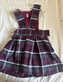 Burgundy Plaid Little Girl Uniform dress