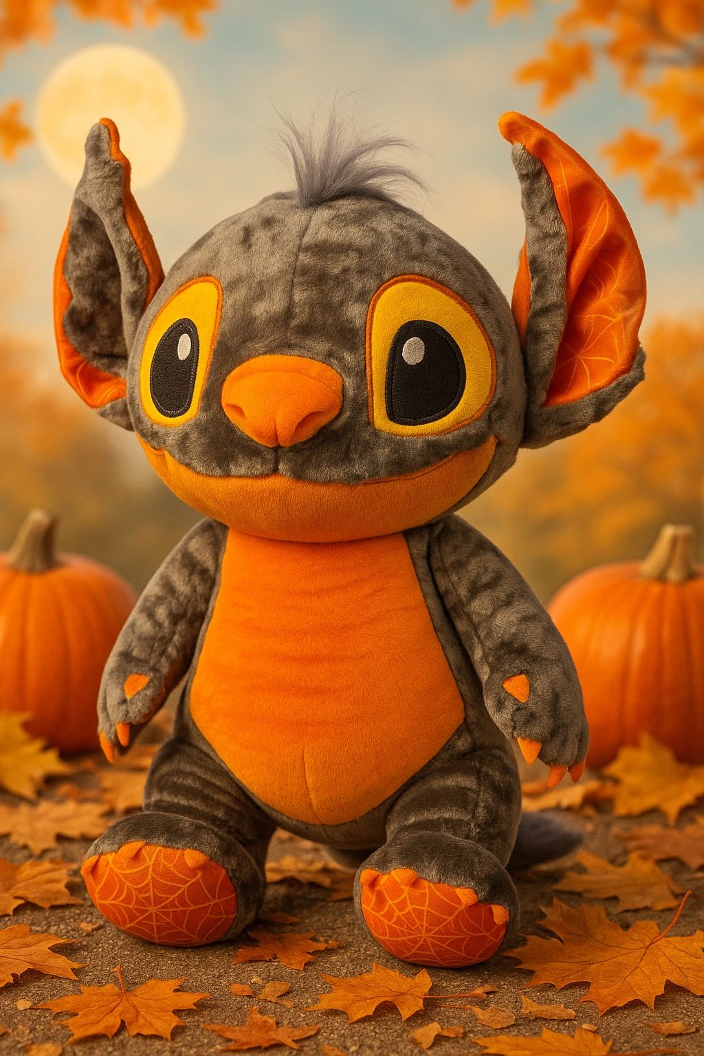 Build-A-Bear Halloween Stitch Plush Gray Orange Disney Lilo & Stitch, 10x18”