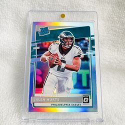 Jalen Hurts Optic Holo Rookie Football Card 