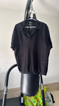 Men’s Knit See-Through Black Shirt