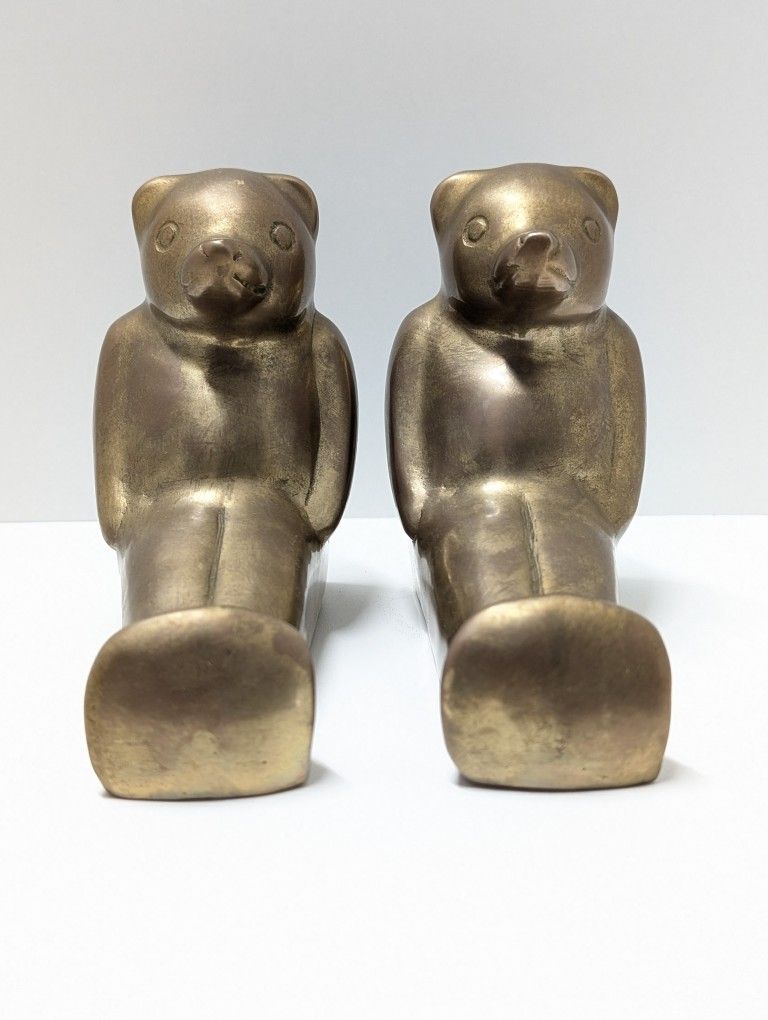 Heavy Vintage Bronze Teddy Bear Bookends – Korean