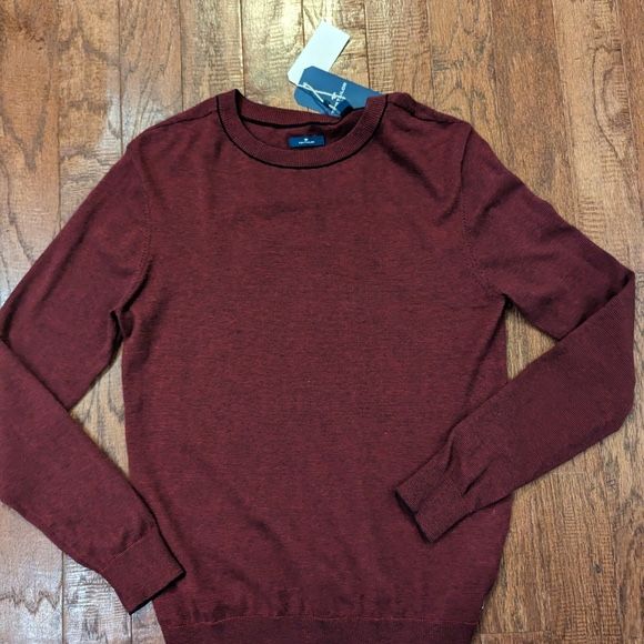 Tom Tailor - Fine striped Sweater Round Neck Size Medium Burgandy black