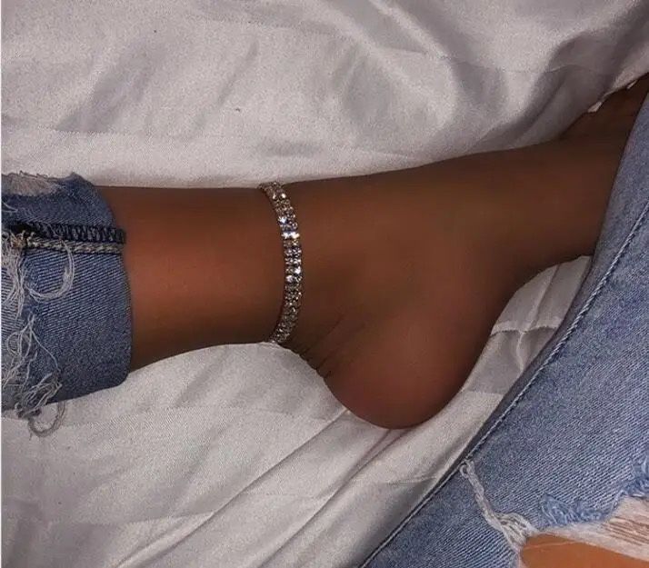 Rhinestone Anklets Silver