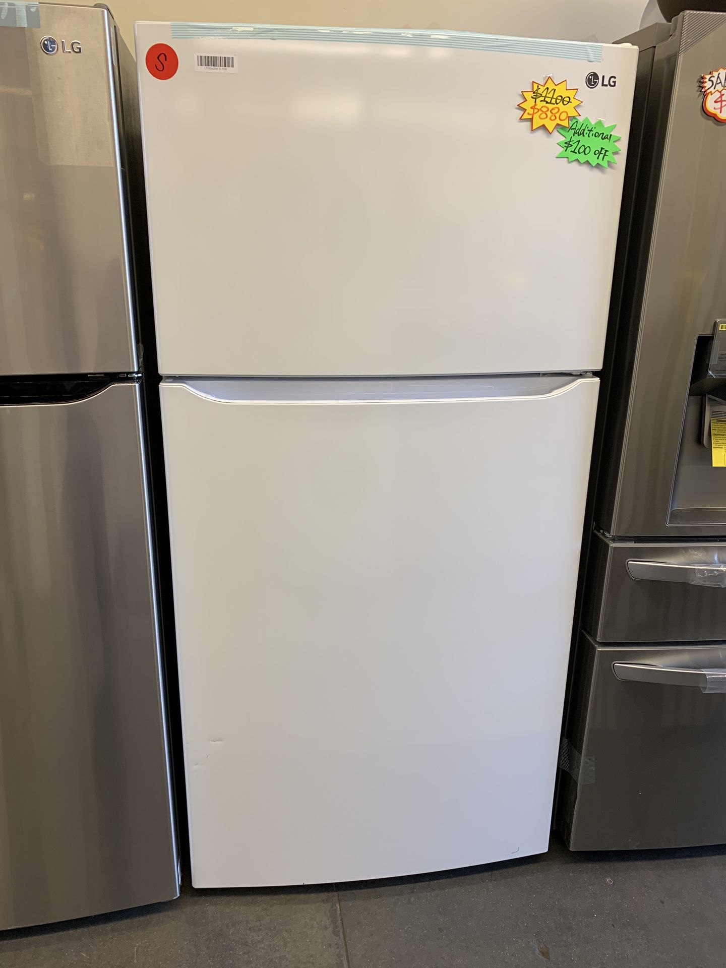 New Dented LG 23.8 CuFt White Top Freezer Refrigerator SALE ONLY $50 Down To Take It Home