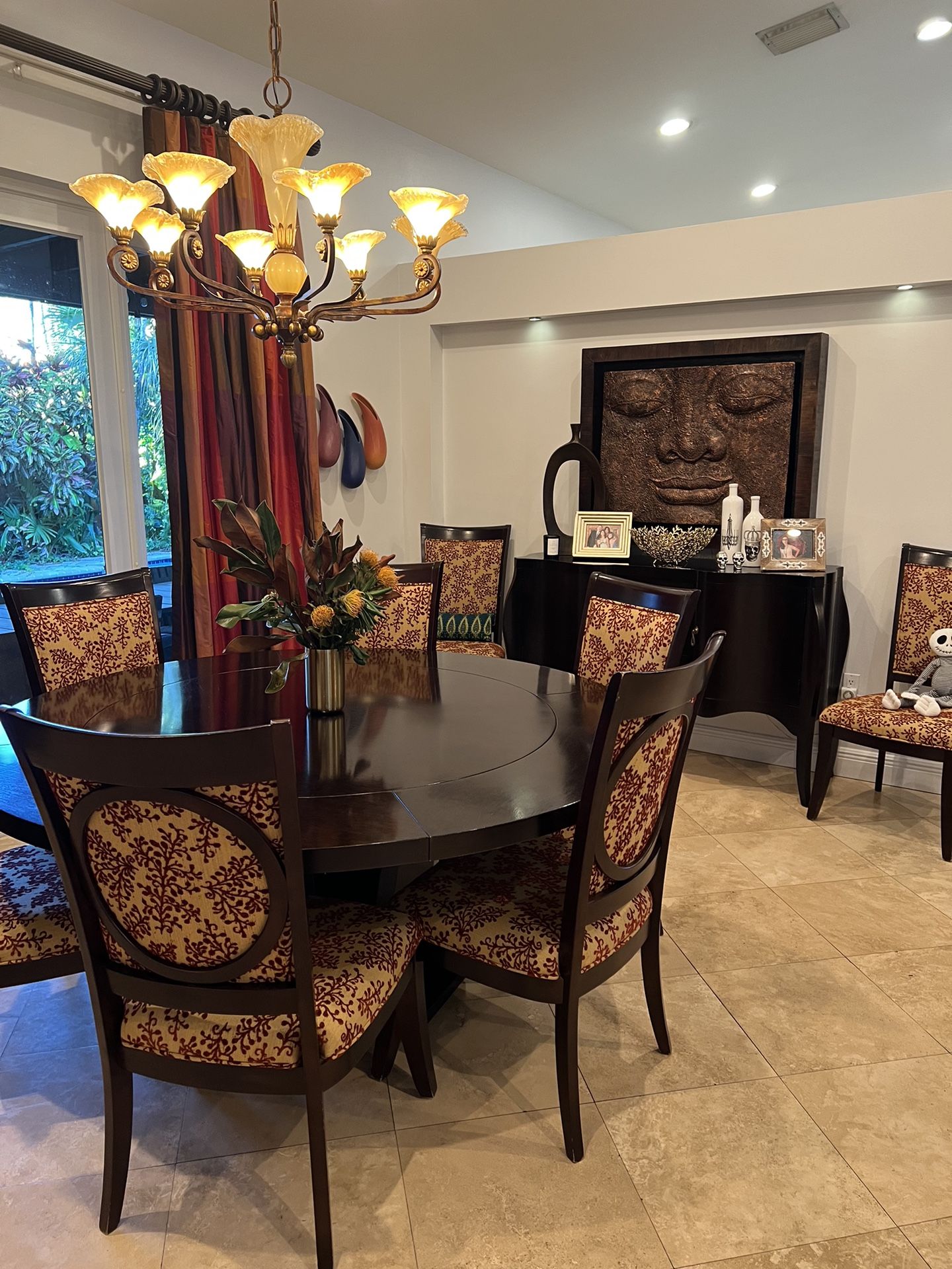 Embroidered Dining Room Chair Set (8)