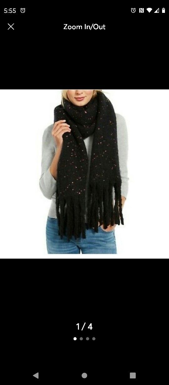 DKNY Designer Pop-Neon Speckled Scarf Black