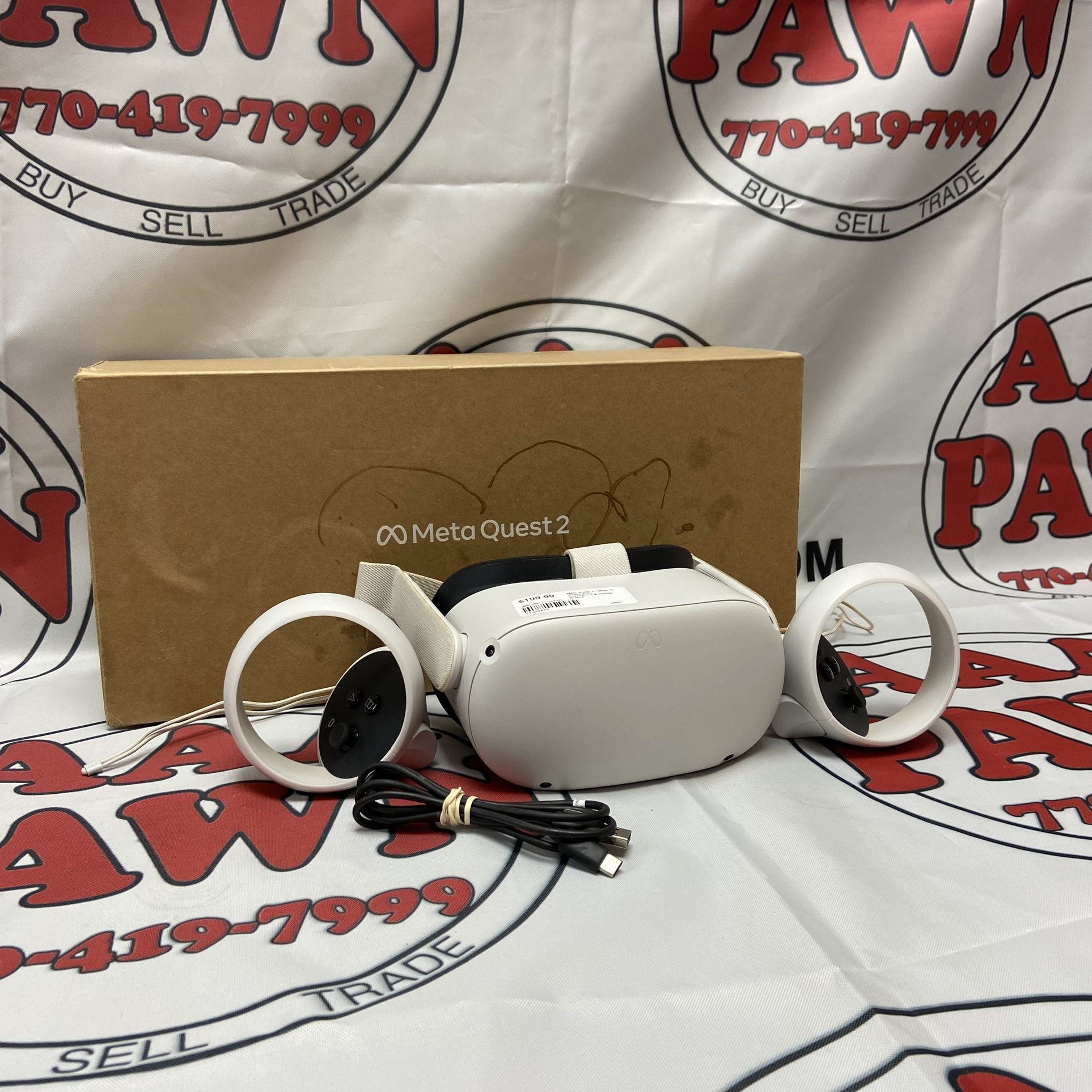 Meta Quest 2 128GB Headset w/ Controllers & Cables in Box 11055423