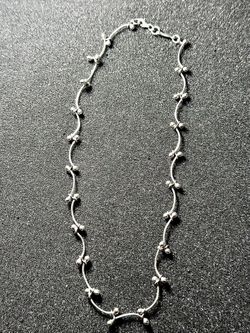✨ Elegant 17” Sterling Silver Beaded Vine Necklace ✨