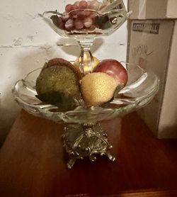 France Epergne Pineapple Centeri c1880 Silver Crystal Thanksgiving.