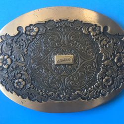 Vintage rare NICE 1981 Octanner Solid Brass Buckle  4 X2.75" w/ Fedex emblem