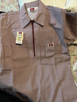 Ben Davis Men's Short Sleeve Striped Half-Zip Work Shirt