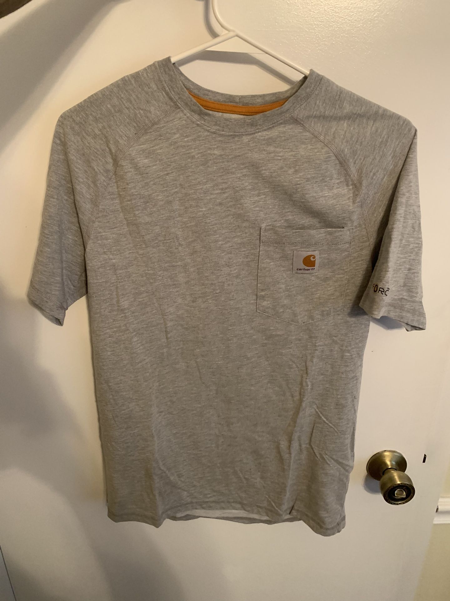 Mens Carhartt Force Gray Short Sleeve Shirt Like New Size Small Pocket Relaxed Fit