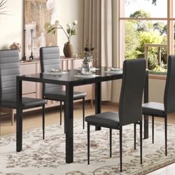 New Glass Top Dining Table Set 