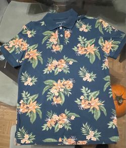 Aeropostale Floral Polo Shirt Medium
