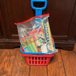 Melissa & Doug Fill and Roll Grocery Basket Play Set With Play Food Boxes and Cans 
