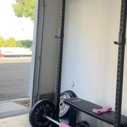 Squat Rack, Bench, Bar, Weights
