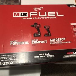 Brand New Milwaukee M18 FUEL 2-Tool Drill Combo Kit High Output Batteries (3698-22CX)