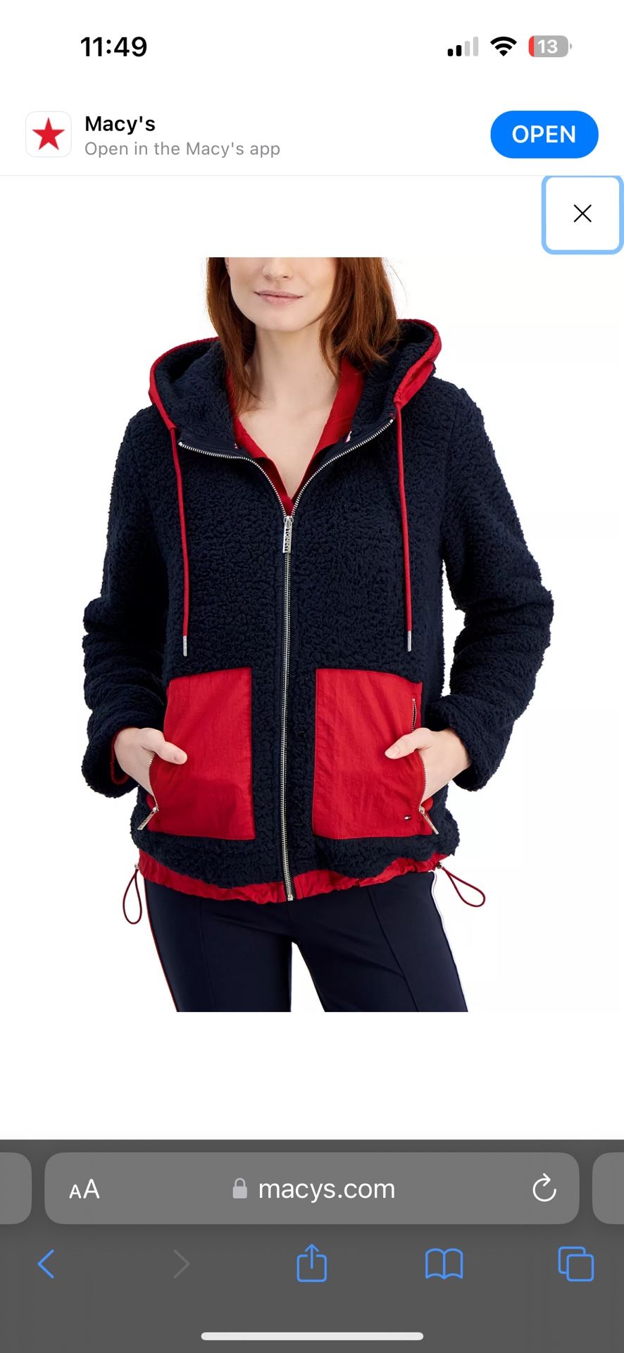 Women's Contrast-Trim Sherpa Fleece Hooded Jacket