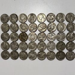 40 Silver War Nickels Full Roll 