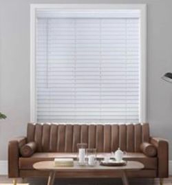 2″ Faux Wood Window Blind, 68″ X 60″ White
