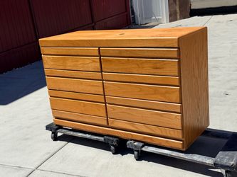 Short 6 Drawer solid oak veneer vintage style wood dresser