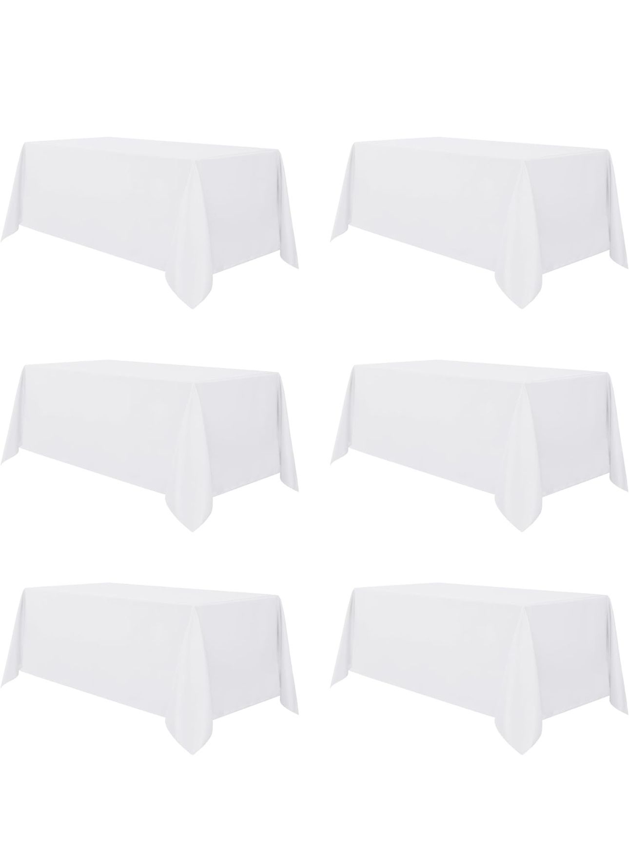 sancua 6 Pack White Tablecloth 90 x 156 Inch - Rectangle Table Cloth for 8 Feet Tables Stain and Wrinkle Resistant Washable Polyester Table Cover for 