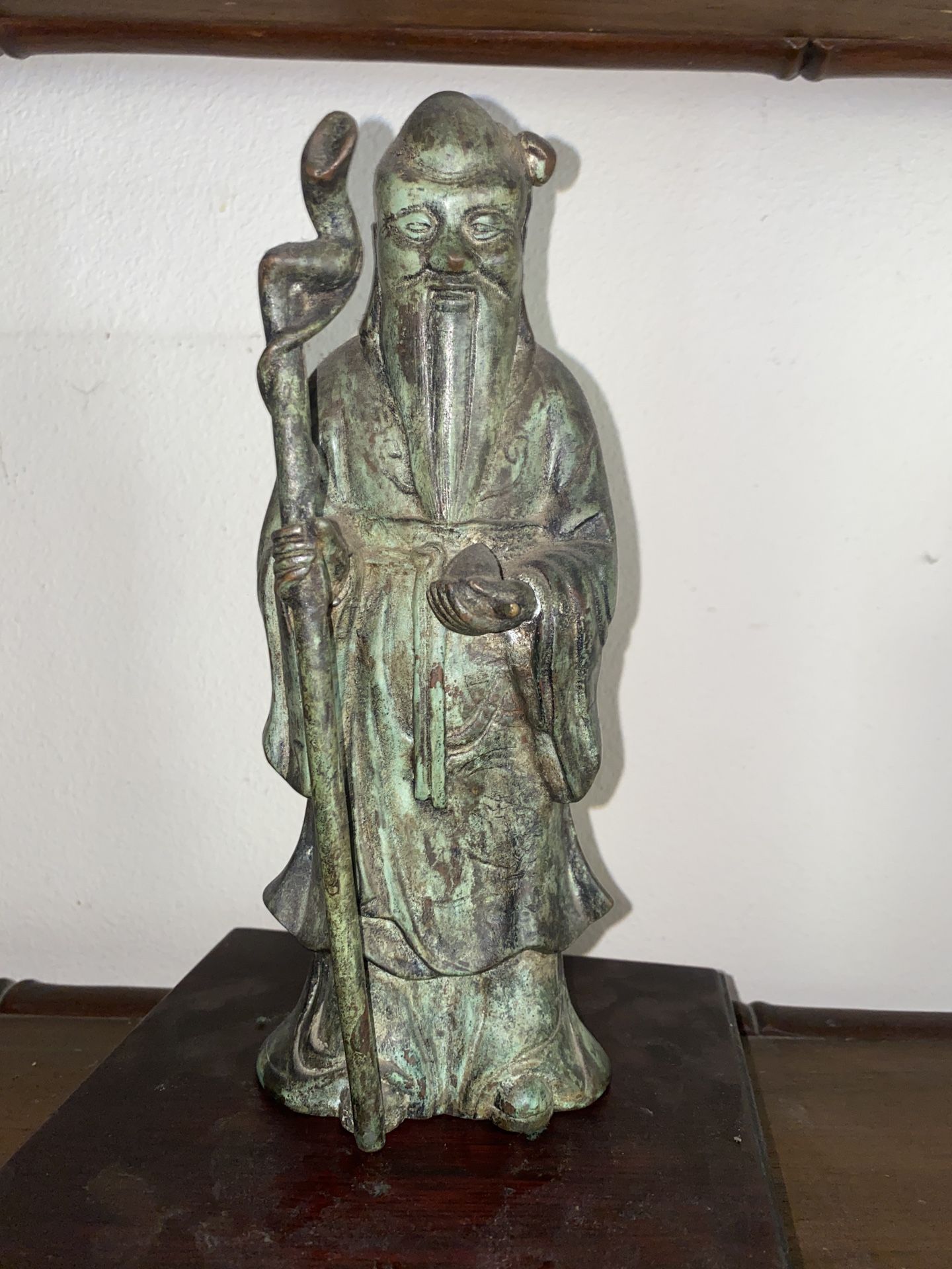 Antique Patina Bronze Chinese Statue