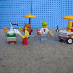 Lego City Ice Cream & Hot Dog Vendor Minifigure Bundle