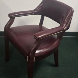2 (two) Classic Executive Guest Chair – Burgundy Leather w/ Nailhead Trim