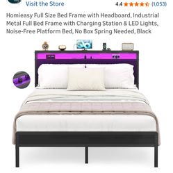 Full Size Bed Frame W/ Plug In 