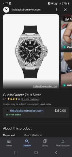 Guess quartz 47mm mens silver watch